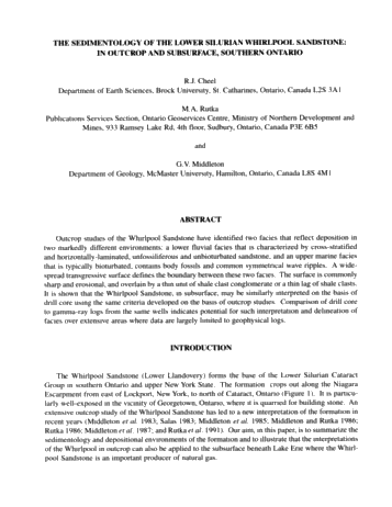 Silurian Whirlpool Formation Sedimentology, Niagara Peninsula, Outcrops and Subsurface Page 1