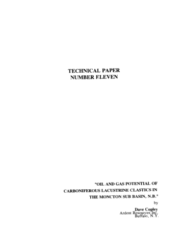 Oil and Gas Potential of Carboniferous Lacustrine Clastics in the Moncton Sub Basin, N.B. Page 1