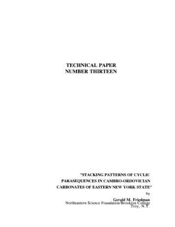 Stacking Patterns of Cyclic Parasequences in Cambro-Ordovician Carbonates of Eastern New York State Page 1