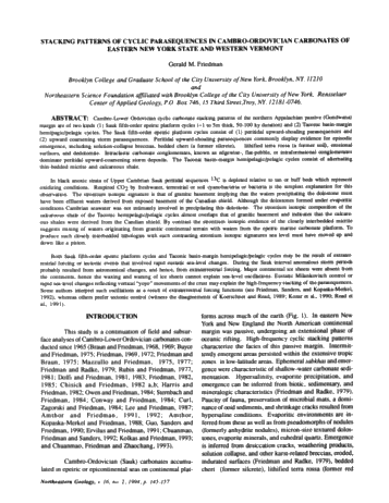 Stacking Patterns of Cyclic Parasequences in Cambro-Ordovician Carbonates of Eastern New York State Page 1