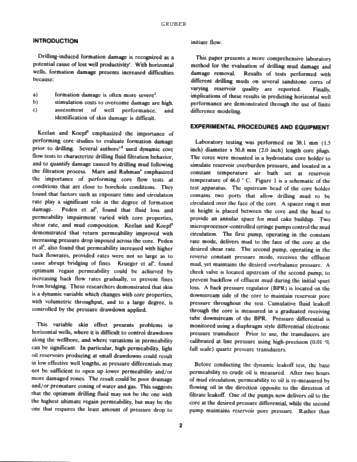 New Laboratory Procedures for Evaluation of Drilling Induced Formation Damage and Horizontal Well Performance Page 2