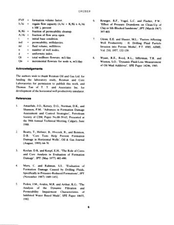 New Laboratory Procedures for Evaluation of Drilling Induced Formation Damage and Horizontal Well Performance Page 6