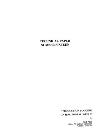 Production Logging in Horizontal Wells Page 1