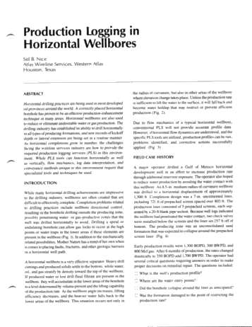 Production Logging in Horizontal Wells Page 1