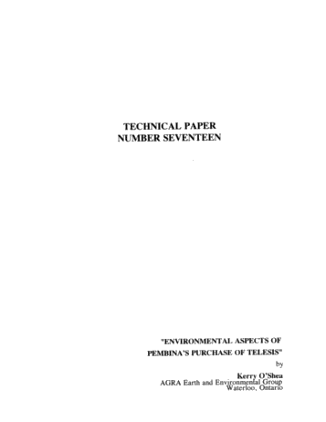 Environmental Aspects of Pembina's Purchase of Telesis Page 1