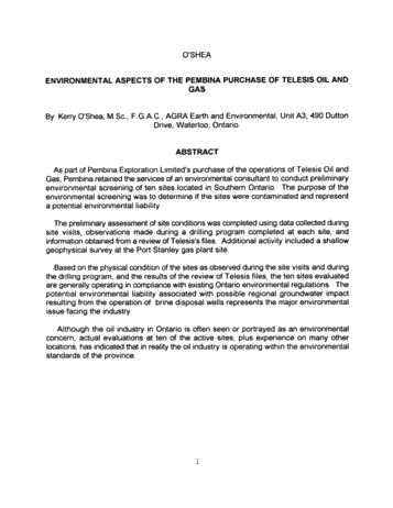Environmental Aspects of Pembina's Purchase of Telesis Page 1