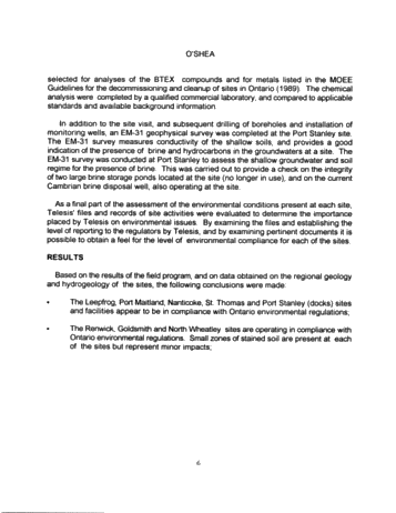 Environmental Aspects of Pembina's Purchase of Telesis Page 6