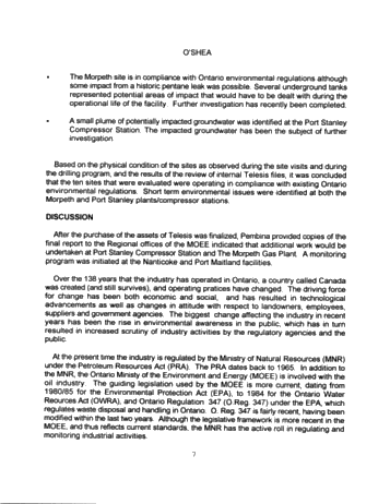 Environmental Aspects of Pembina's Purchase of Telesis Page 7
