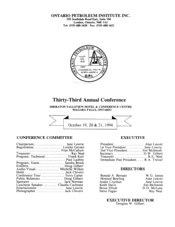Thirty-Third Annual Conference Page 1