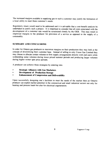 Marketing Ontario Gas; A Producer's Perspective Page 8