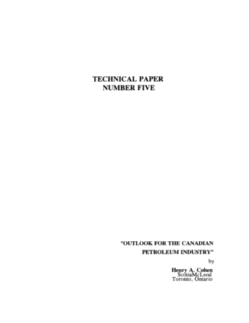 Outlook for the Canadian Petroleum Industry Page 1