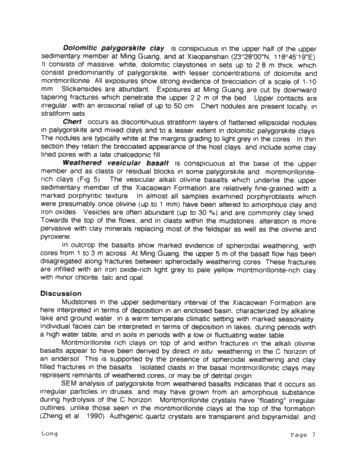Drill Mud or Kitty Litter? The Origin and Potential Use of Palygorskite From the Tertiary Xiacaowan Formation of Jiansu and Anhui Provinces of China Page 6