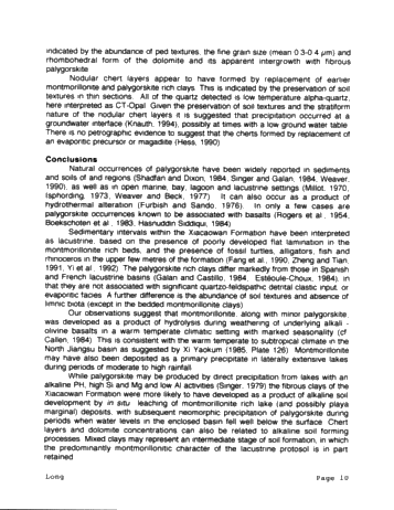 Drill Mud or Kitty Litter? The Origin and Potential Use of Palygorskite From the Tertiary Xiacaowan Formation of Jiansu and Anhui Provinces of China Page 8