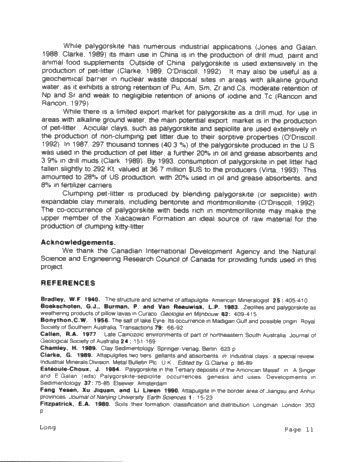 Drill Mud or Kitty Litter? The Origin and Potential Use of Palygorskite From the Tertiary Xiacaowan Formation of Jiansu and Anhui Provinces of China Page 9