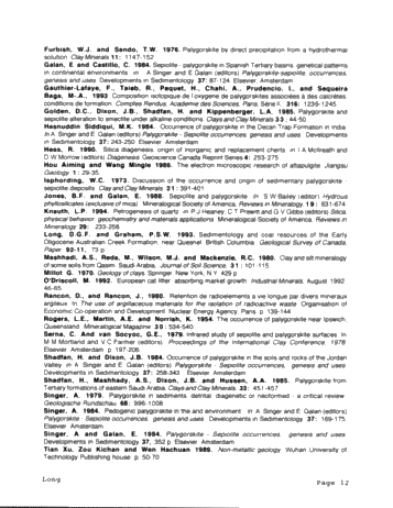 Drill Mud or Kitty Litter? The Origin and Potential Use of Palygorskite From the Tertiary Xiacaowan Formation of Jiansu and Anhui Provinces of China Page 10