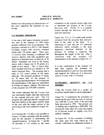 The Cost of Not Using 3D Seismic Technology: a Case Study Page 3