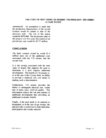 The Cost of Not Using 3D Seismic Technology: a Case Study Page 4