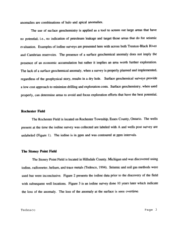 Evaluation of Ordovician and Cambrian Reservoirs of Southern Michigan and Ontario Using Surface Geochemical Methods Page 3