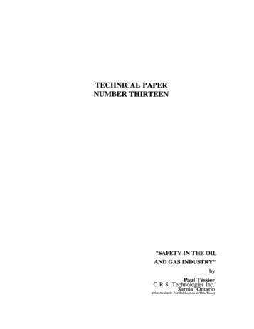 Safety in the Oil and Gas Industry (No Paper, No Abstract) Page 1