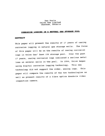 Corrosion Logging in a Natural Gas Storage Pool Page 1