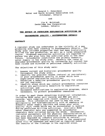 The Effect of Petroleum Exploration Activities on Ground-water Quality - Southwestern Ontario Page 1