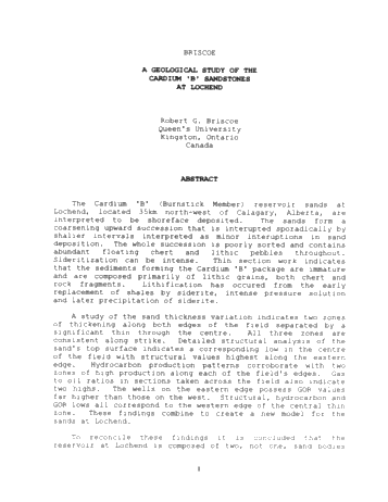 Geological Study of the Cardium "BSandstones at Lochend Page 1