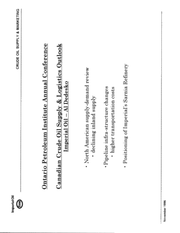 Canadian Crude Supply and Logistics Outlook Page 1