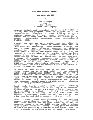 Rotating Control Heads: Then When and Why Page 1