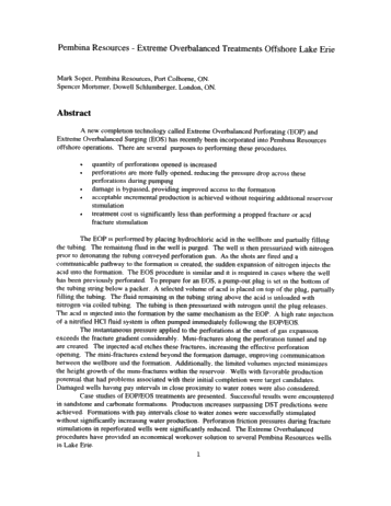Extreme Overbalanced Treatments Offshore Lake Erie Page 1