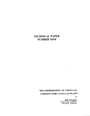 Decommissioning of Union Gas Limited's Port Alma Gas Plant Page 1