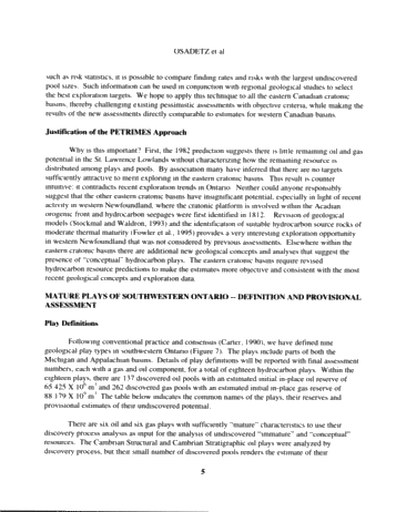 Re-appraising Petroleum Potential in Eastern Canadian Cratonic Basins in Light of New Methods and Data: A Provisional Assessment of Southwestern Ontario Page 5