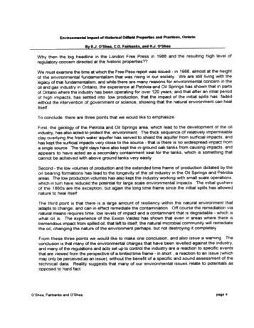 Environmental Impact of Historical Oilfield Properties and Practices, Ontario Page 4