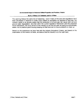 Environmental Impact of Historical Oilfield Properties and Practices, Ontario Page 5