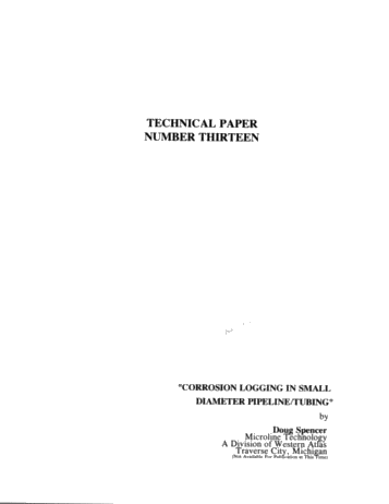 Corrosion Logging in Small Diameter Pipeline/Tubing Page 1