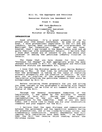Bill 52, The Aggregate and Petroleum Resources Statute Law Amendment Act Luncheon Address Page 1