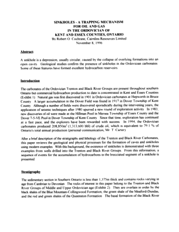 Sinkholes - a Trapping Mechanism for Oil and Gas in the Ordovician of Kent and Essex Counties, Ontario Page 1