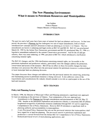 The New Planning Environment: What it Means to Petroleum Resources and Municipalities Page 1