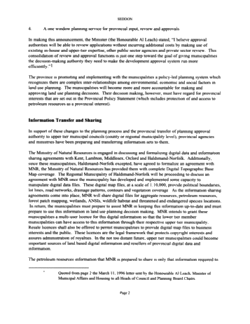 The New Planning Environment: What it Means to Petroleum Resources and Municipalities Page 2