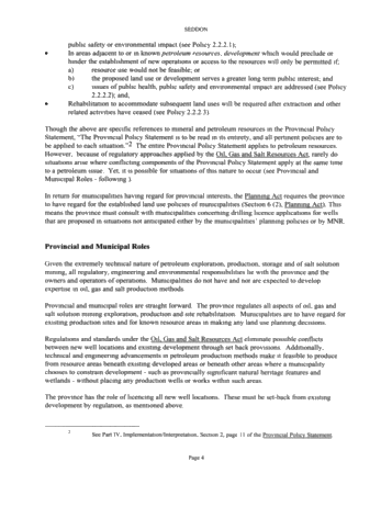 The New Planning Environment: What it Means to Petroleum Resources and Municipalities Page 4