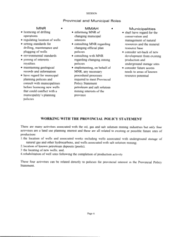 The New Planning Environment: What it Means to Petroleum Resources and Municipalities Page 6