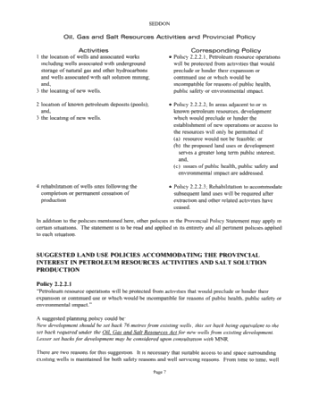 The New Planning Environment: What it Means to Petroleum Resources and Municipalities Page 7
