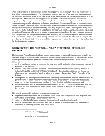 The New Planning Environment: What it Means to Petroleum Resources and Municipalities Page 11