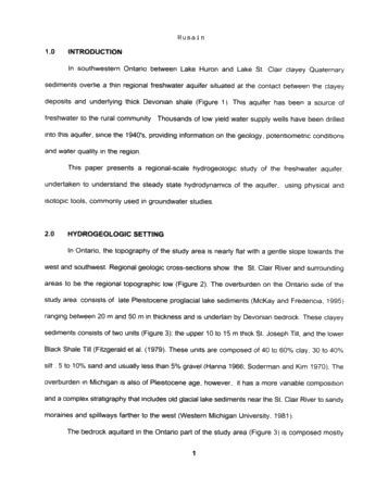 Hydrogeology of the Regional Freshwater Aquifer Lambton County, Southwestern Ontario Page 2