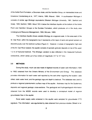 Hydrogeology of the Regional Freshwater Aquifer Lambton County, Southwestern Ontario Page 3