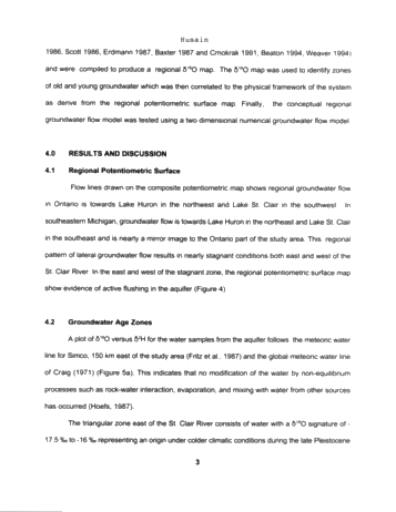 Hydrogeology of the Regional Freshwater Aquifer Lambton County, Southwestern Ontario Page 4