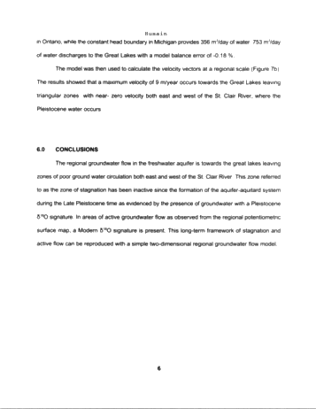 Hydrogeology of the Regional Freshwater Aquifer Lambton County, Southwestern Ontario Page 7