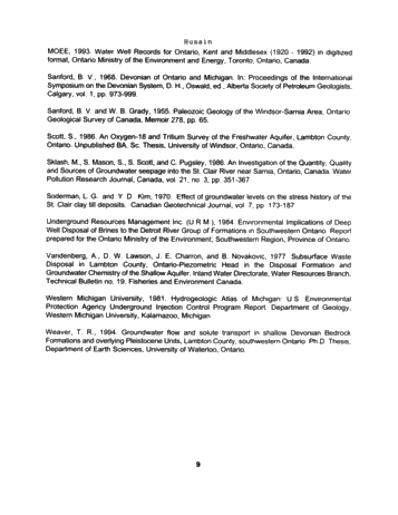 Hydrogeology of the Regional Freshwater Aquifer Lambton County, Southwestern Ontario Page 10