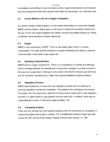 Maritimes and Northeast Pipeline: The New Supply Basin Page 10