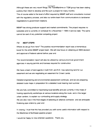 Maritimes and Northeast Pipeline: The New Supply Basin Page 11