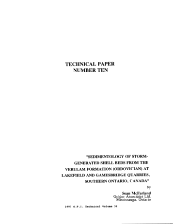 Sedimentology of Storm-Generated Shell Beds From the Verulam Formation (Ordovician) at Lakefield and Gamesbridge Quarries, Southern Ontario, Canada Page 1